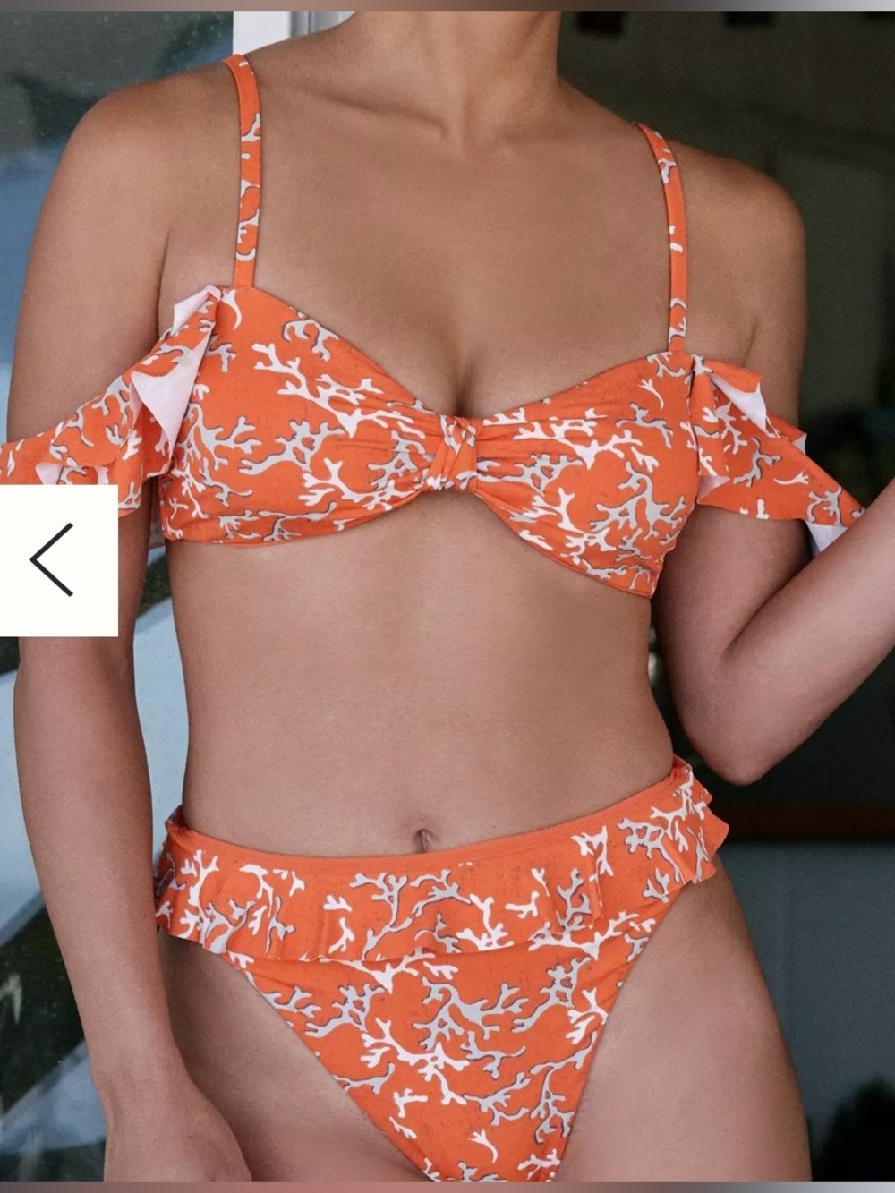 Maeve Anthropologie Bikini XL Jasmine Flounced Bikini Swimsuit Set Orange